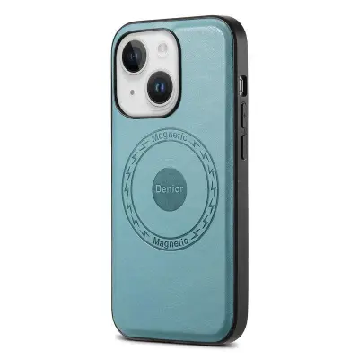 DENIOR iPhone 15 Skal PU-läder med lädertextur - Blå