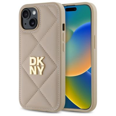 DKNY Mobilskal till iPhone 15 Quilted Stack Logo - Beige