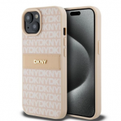 DKNY iPhone 15/14/13 Mobilskal Läder Mono Stripe & Metal Logo - Rosa