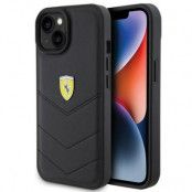 Ferrari iPhone 15 Mobilskal Quilted Metal Logo - Svart