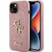 Guess iPhone 15 Mobilskal Glitter Script Big - Rosa