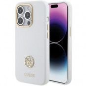 Guess iPhone 15 Mobilskal Silikon Logo Strass - Vit