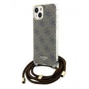 Guess iPhone 15/14/13 Mobilskal Crossbody Cord Print - Brun