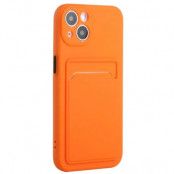iPhone 15 Mobilskal Korthållare TPU - Orange