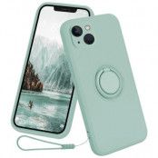 iPhone 15 Mobilskal Ringhållare Liquid Silikon - Cyan