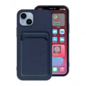 iPhone 15 Silikonskal med Korthållare - Blå