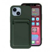 iPhone 15 Silikonskal med Korthållare - Grön
