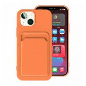 iPhone 15 Silikonskal med Korthållare - Orange