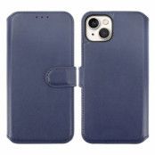 iPhone 15 Plånboksfodral i äkta läder - Blå