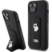 Karl Lagerfeld iPhone 15 Mobilskal Gripstand Saffiano Choupette Pins