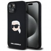 Karl Lagerfeld iPhone 15 Mobilskal MagSafe Silikon Karl Head - Svart