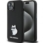 KARL LAGERFELD iPhone 15 Mobilskal Silikon Choupette Metal Pin