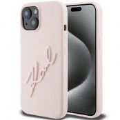 KARL LAGERFELD iPhone 15 Mobilskal Silikon Karl Script - Rosa