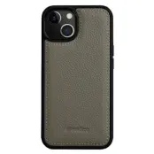 MELKCO iPhone 15 Fodral Äkta Läder + PC Stötsäkert - Grå