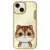 Nimmy iPhone 15 Mobilskal Big Eyed Pet 2.0 Cat - Khaki