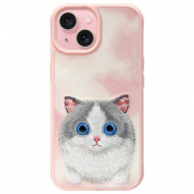 Nimmy iPhone 15 Mobilskal Big Eyed Pet 2.0 Cat - Rosa