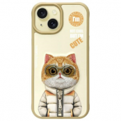 Nimmy iPhone 15 Mobilskal Cool & Cute 2.0 Cat - Khaki