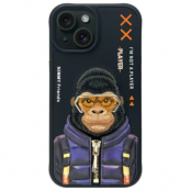 Nimmy iPhone 15 Mobilskal Cool & Cute 2.0 Monkey - Svart