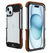 R-JUST Mobilskal till iPhone 15 Drop Protection Aluminium + Trä Svart