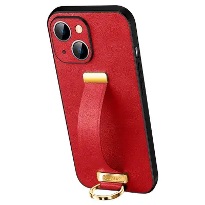 SULADA iPhone 15 Mobilskal Crazy Horse Textur PC+TPU Röd