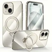 SULADA iPhone 15 Mobilskal MagSafe Fällbart Ställ Klart PC - Grå