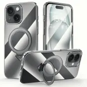 SULADA iPhone 15 Mobilskal MagSafe Fällbart Ställ Klart PC - Svart