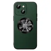 SULADA iPhone 15 Skal PU Läder + TPU MagSafe Kompatibel Grön