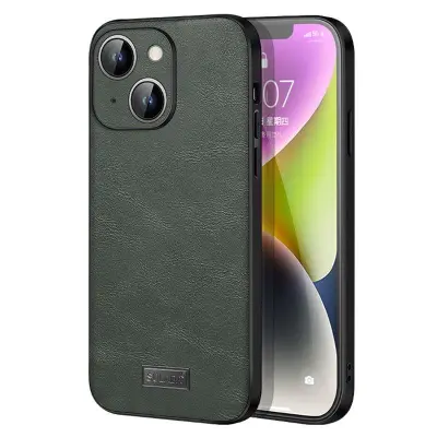 SULADA iPhone 15 Skal PU Läder Coated TPU+PC Grön
