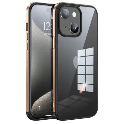 SULADA Minrui iPhone 15 Mobilskal TPU + Härdat Glas - Klar Rosa