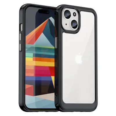 Trolsk Mobilskal Stötdämpande Transparent (iPhone 15) - Svart/transparent