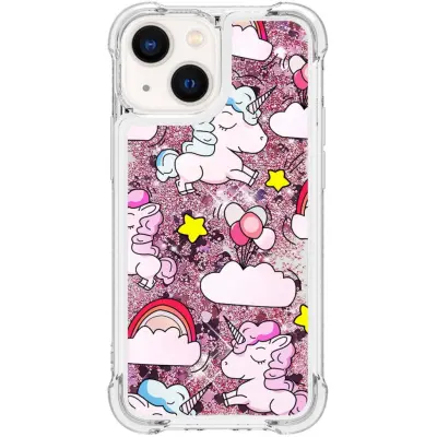 Trolsk Mobilskal med Flytande Glitter - Enhörning (iPhone 15)