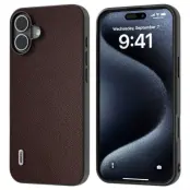 ABEEL iPhone 16 Plus Fodral Äkta Läder PC+TPU - Kaffe