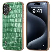 ABEEL iPhone 16 Plus Mobilskal Äkta läder Crocodile - Grön