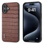 ABEEL iPhone 16 Plus Skal Äkta Läder + PC + TPU Droppskydd Brun
