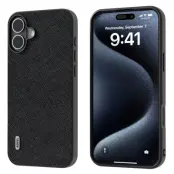 ABEEL iPhone 16 Plus Skal Äkta Läder Hybrid Svart