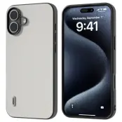 ABEEL iPhone 16 Plus Skal Äkta Läder PC+TPU Telefonfodral Vit