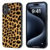 ABEEL iPhone 16 Plus Skal Leopardtryck Läder+TPU Guld