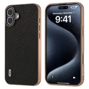 ABEEL iPhone 16 Plus Skal Star Series Läder TPU Skydd - Svart
