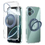 ABEEL Q-LUCK iPhone 16 Plus Skal Magnetiskt Ställ Stöttålig Baby Blue