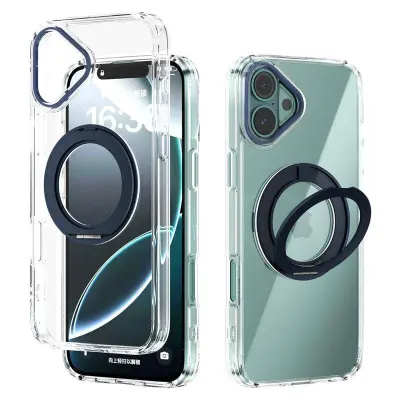 ABEEL Q-LUCK iPhone 16 Plus Skal med Ställ Dark Blue