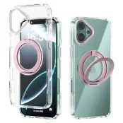 ABEEL Q-LUCK iPhone 16 Plus Skal Shockproof Med Kickstand - Rosa