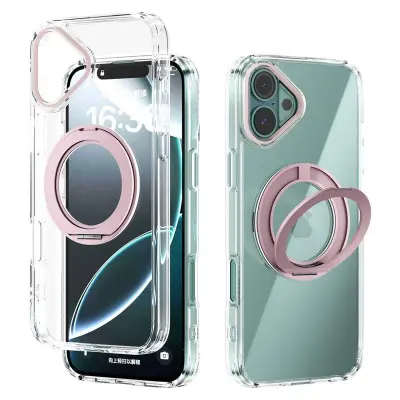 ABEEL Q-LUCK iPhone 16 Plus Skal Shockproof Med Kickstand - Rosa