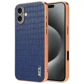AZNS iPhone 16 Plus Fodral Electroplating KonstLäder - Blå