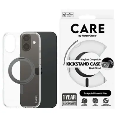 CARE By PanzerGlass Mobilskal till iPhone 16 Plus MagSafe Kickstand - Svart