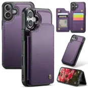 CASEME C22 iPhone 16 Plus Fodral Läder med RFID - Lila
