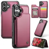 CASEME C22 iPhone 16 Plus Fodral Läder med RFID - Röd