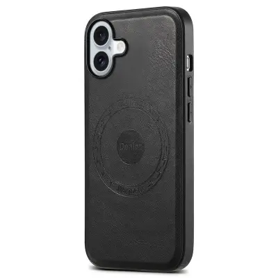DENIOR A10 iPhone 16 Plus Fodral Läder TPU PC Hybrid Svart