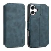 DENIOR B06 iPhone 16 Plus Fodral Magnetiskt Löst Läder + TPU - Blå