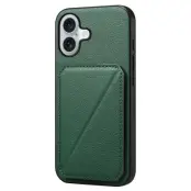 DENIOR D04 iPhone 16 Plus Fodral Läderbelagt PC+TPU Grön