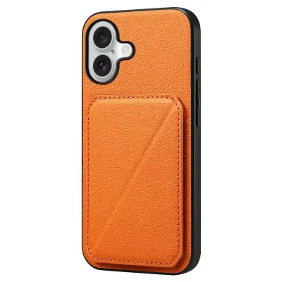 DENIOR D04 iPhone 16 Plus Fodral Läderbelagt PC+TPU Orange